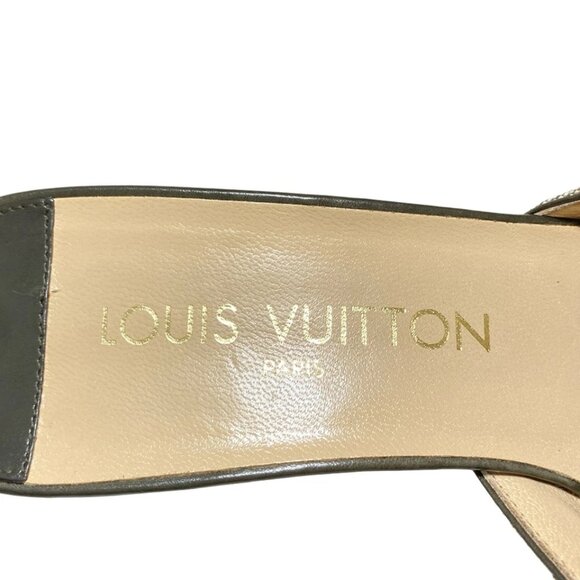 LOUIS VUITTON - Cream Khaki Women's Sandals Monogram Mini Canvas 180-090125 - Picture 7 of 9